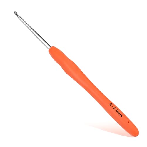 SHWAKK Crochet Hook, 2.5 mm Ergonomic Crochet Hook for Arthritic Hands | Crochet Needles, Knitting Needles with Soft Handle Beginners and Experienced Hobbyists - size: 2.5mm