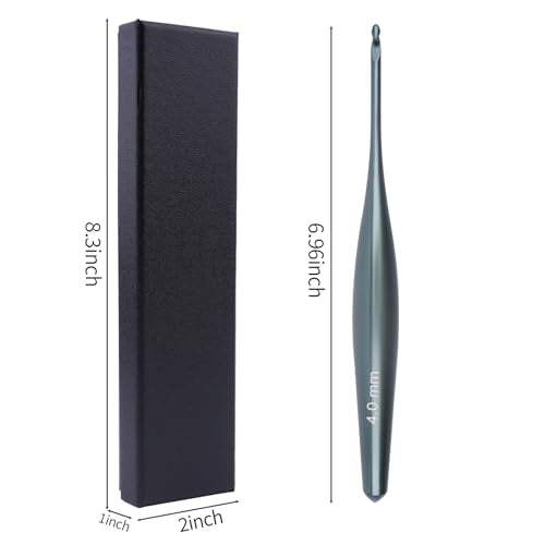 BsHooker 4mm Inline Crochet Hook Ergonomic Aluminum Crochet Hook with Case | Crochet Needles for Arthritic Hands,Crcohet Gift for Beginner - size: 4mm