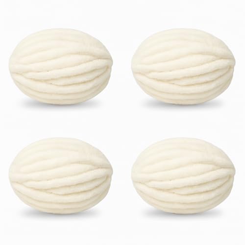 Chunky Yarn No7 Thick Yarn, 250 Grams (Ivory, Pack of 4) - color: Ivory