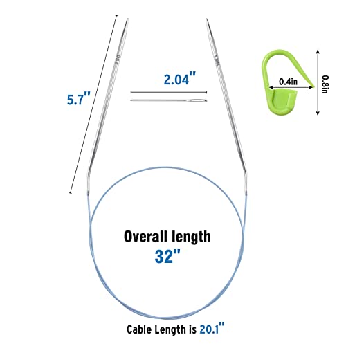 Circular Knitting Needles Set for Beginners, 32 inch US Size 6 (4mm) Metal Round Knitting Needles with Magic Loop, Stainless Steel Fixed Cable Lace Circle Needles for Sweater, Socks, Blankets, Scarf - color: Size US 6 (4mm)