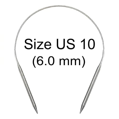 Stainless Steel Circular Knitting Needles 16 Inch / 40cm, US 10（6mm） - size: 16inch-US10-6mm