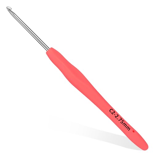 SHWAKK Crochet Hook, 2.75 mm Ergonomic Crochet Hook for Arthritic Hands | Crochet Needles, Knitting Needles with Soft Handle Beginners and Experienced Hobbyists(2.75 mm) - size: 2.75mm