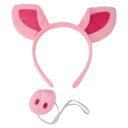 Chanaco Pig Ears Headband and Nose Set Pink Costume Adult Women Halloween Animal Costumes Cosplay Accessories Party Decorations Gifts