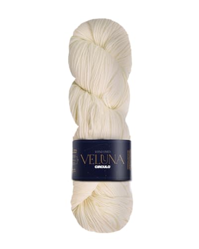 CIRCULO Veluna Yarn, Hand-Dyed Superwash Merino Wool, 100g / 382 Yards (350m), Fingering Weight, Premium Ultra Soft Luxury Fiber for Knitting & Crochet, Color 20 - Natural - color: 20 - Natural, style: 1-Pack