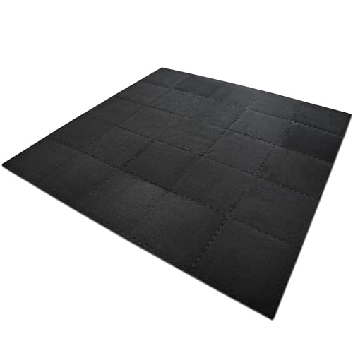 Meister X-THICK 3/4" Interlocking Carpet Top EVA Foam Mats - 2'x2' Tiles for Exercise, Play Areas & Offices - color: Black, size: 36 Tiles (144 Sqft)