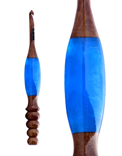 Wooden Ergonomic Soft Handle Crochet Hooks – Comfortable & Eco-Friendly Crochet Hooks - Epoxy Resin Crochet Hook Knitting Needle Weave Yarn Craft. (3.5mm) - size: 3.5mm