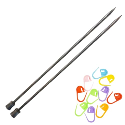 KnitPro Dreamz 14-Inch US 7 (4.5mm) Straight Single Point Knitting Needles | Polished Birchwood, Color-Coded, Semi-Sharp Tips, 10 Stitch Markers - size: US 07 (4.5mm), 14in. (35cm)