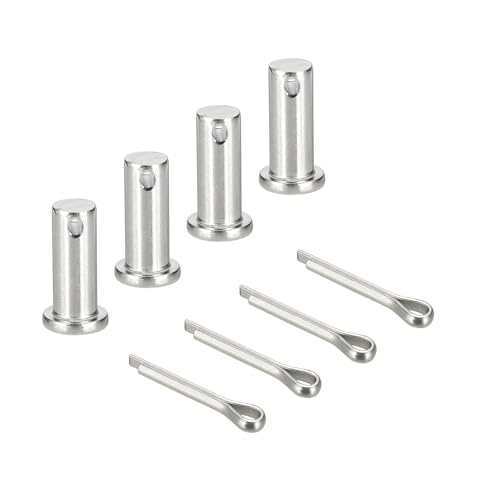 uxcell 4Pcs M10x25mm Clevis Pins, 304 Stainless Steel Single Hole Flat Head Hitch Fastener Lock Systems with Cotter Pins for Furniture Installation Trailer Lawn Mower, Silver - size: M10x25mm