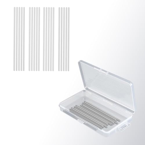 30 Pcs 3mm X130mm Stainless Steel Rod Pins for Wooden Crochet Blocking Board, Knitting & Crochet Supplies Kit, Each Pin 5.1" Long with Box for Blocking Mats Granny Squares Projects