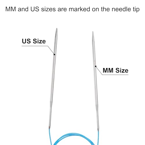 uxcell US 5(3.75mm) Knitting Circular Needle 40 Inch(100cm) Metal Round Stainless Steel Needle with Large Eye Sewing & Stitch Markers for Handmade Projects DIY Knit Blankets - size: US5(3.75mm)