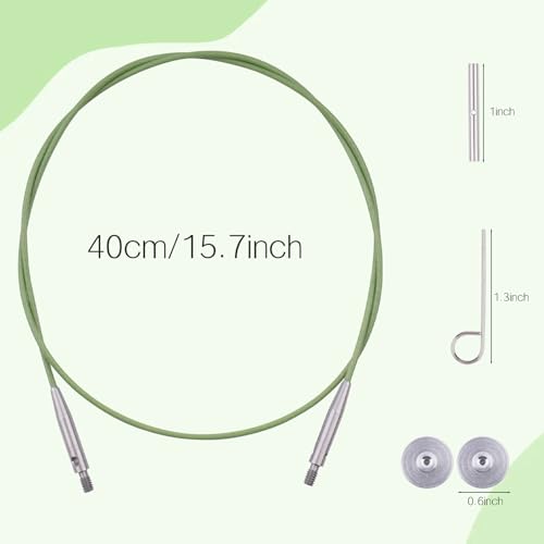 BsHooker Interchangeable Cables for Circular Knitting Needles 15.7 Inch | 360°Swivel Flexible Knitting Needles Cable - size: 16inch
