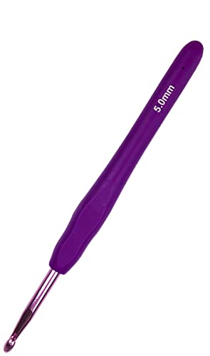 Hobekoee Size H/5mm Crochet Hook Ergonomic Handle for Arthritic Hands Soft & Smooth Knitting Needles for Beginners and Crocheting Yarn - size: 5mm