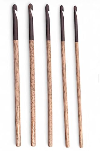 The Fastrend Crochet Hook Set, Ebony and Mango Wood, 4.00mm to 6.00mm, 5 Piece, for Knitting and Crocheting