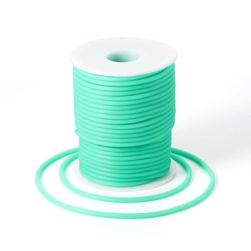 Beadthoven 3mm Hollow Pipe Rubber Tube Cords, 27Yards Barber Cord for Knitting Stitch Holder, Tubing Rubber Cord with Spool for Bracelet Jewelry Making DIY Crafts 1.5mm Hole - Aquamarine - color: Aquamarine, size: 3mm