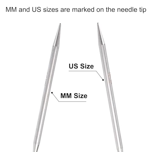 uxcell Size US 10 (6mm) Knitting Needles Circular Needle 40 Inch(100cm) Round Metal Stainless Steel Needle for Handmade Projects DIY Knitting Yellow - color: Yellow, size: 40 inch Size US 10 (6mm)