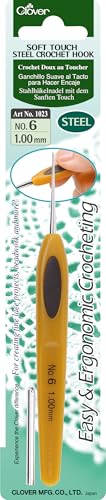 Clover 1023 Soft Touch Steel Crochet Hooks, No. 6/1.00mm - size: 1.00 mm