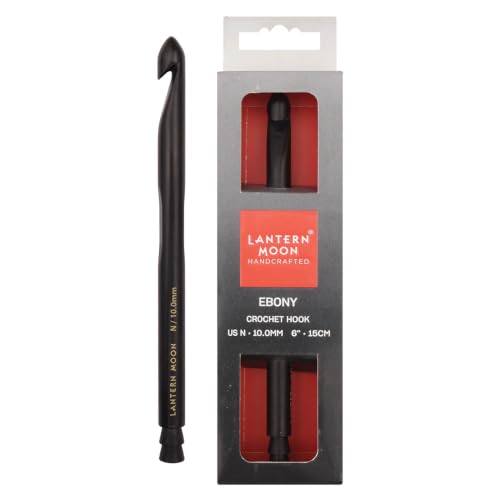 Lantern Moon Ebony Wood Single Ended Crochet Hook | US Size N (10mm) - size: US N (10mm)