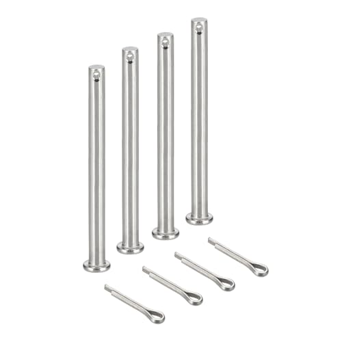 uxcell 4Pcs M6x100mm Clevis Pins, 304 Stainless Steel Single Hole Flat Head Hitch Fastener Lock Systems with Cotter Pins for Furniture Installation Trailer Lawn Mower, Silver - size: M6x100mm