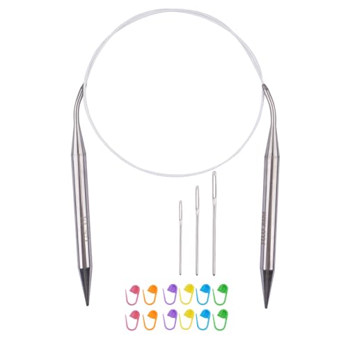 Circular Knitting Needles 32inches/80cm,Size US 15(10mm) Stainless Steel Round Knitting Needles for Handmade Knitting DIY - size: US15/10mm