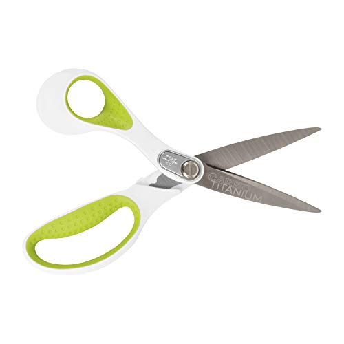 Westcott 16935 8-Inch Heavy-Duty Lefty Carbo-Titanium Scissors For Office and Home, Straight (16935) - color: White/Green