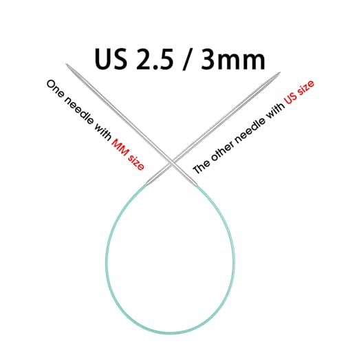 Circular Knitting Needles 16 inch (40cm) - US Size 2.5 (3mm) Stainless Steel Round Knitting Needles for Hats, Socks & Baby Booties - size: 16in/3mm(us2.5)