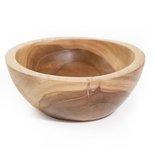 ANDALUCA Hand Carved Teak Wood Mini Decorative Round Small Bowl (6" Diameter) - size: 6" Diameter