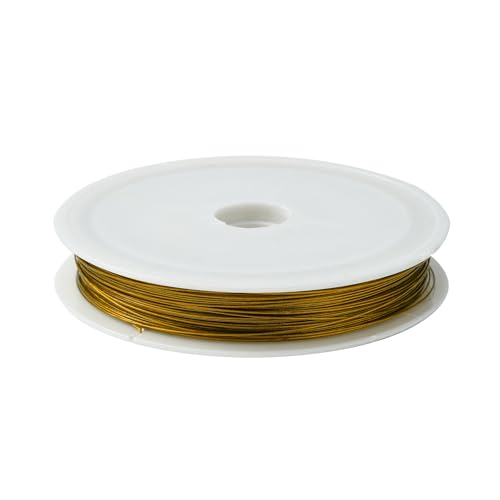 About 164.04 Feet Tiger Tail Wire, 0.45mm Goldenrod Nylon-Coated Stainless Steel Round Metal Wire for Sculpting Doll Making Modelling Floral Wreath Wrapping and Holiday Craft Supplies