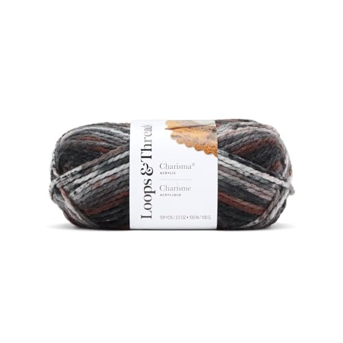 Loops & Threads Charisma Yarn - Multicolor Yarn for Knitting, Crochet, Weaving, Arts & Crafts - Ash, Bulk 6 Pack - color: Ash