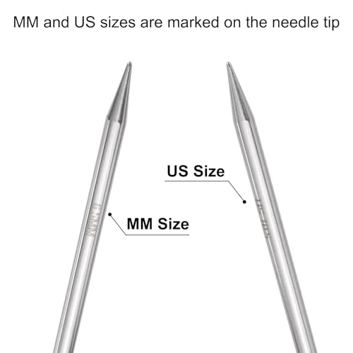 uxcell Size US 10.5 (6.5mm) Knitting Needles Circular Needle 47 Inch(120cm) Round Metal Stainless Steel Needle for Handmade Projects DIY Knitting Black - color: Black, size: 47 inch Size US 10.5 (6.5mm)