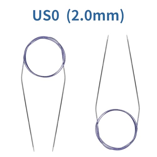 Soosui 2.0 mm Circular Knitting Needles US0, 47 inches/120 cm Curved Tail | For Beginners, Knitting Shawls, Scarves, Blankets, Large Projects - size: US0/2.0mm