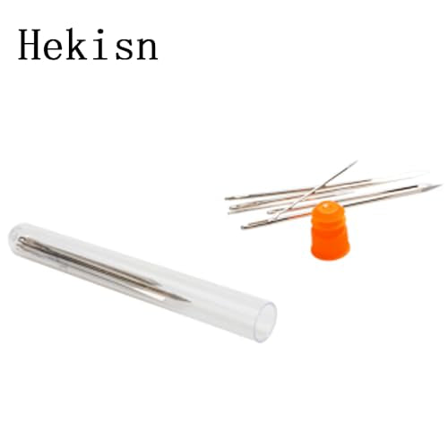Hekisn Professional Large-Eye Triangle Leather Needles with Threaders for Hand Sewing Repair Stitching Projects (1.6 * 58mm) - size: 1.6*58mm