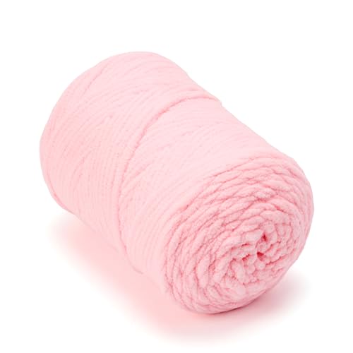 Chunky Chenille Yarn #6 Super Bulky Soft Fluffy Crochet | Easy care & beginner-friendly. Choose 0.66lb or 1.76lb. Perfect for blankets, hats, scarves, home decor. Machine washable. - color: Pink, size: 0.66LB/215yds