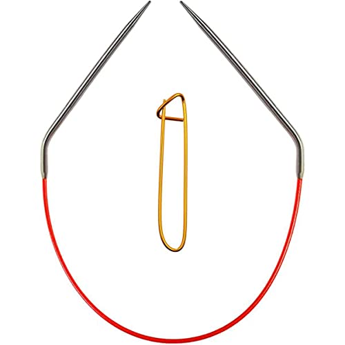 ChiaoGoo Knit Red 16-Inch, US 2 (2.75mm) Circular Knitting Needle | Surgical Stainless Steel, Semi-Sharp Tips, Memory-Free Steel Cable, Smooth Metal Joins, Easy-Glide, Stitch Holder - size: US 02 (2.75mm), 16 in. (40cm)