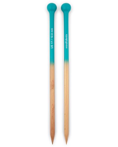 mindfulknits Premium Straight Single Pointed Beech Wood Knitting Needles – Size US 17, 12mm – 35cm Length – Knitting Supplies for Relaxation & Stress Relief (US17,12mm) - size: US17,12mm