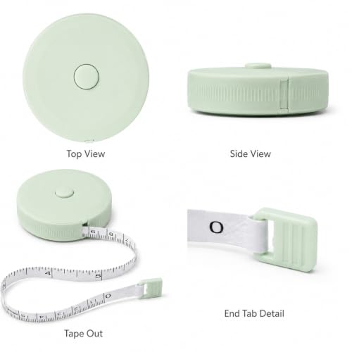 Soft Tape Measure Retractable Body Sewing Tailor Measuring Tape Green | Retractable Soft Tape Measure With Dual Scale, Green Color, Suitable For Body, Sewing, Tailoring And Craft Measurements - color: green