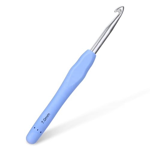 SHWAKK Crochet Hook, 7.0 mm Ergonomic Crochet Hook for Arthritic Hands | Crochet Needles, Ergonomic Handle, Knitting Needles with Soft Handle Beginners and Experienced Hobbyists(7.0 mm) - size: 7.0mm