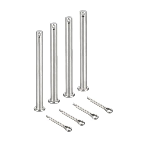 uxcell 4Pcs M6x90mm Clevis Pins, 304 Stainless Steel Single Hole Flat Head Hitch Fastener Lock Systems with Cotter Pins for Furniture Installation Trailer Lawn Mower, Silver - size: M6x90mm