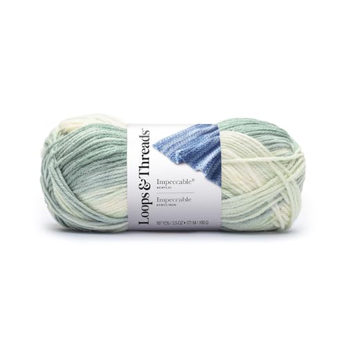 Loops & Threads Sage Impeccable Pastel Yarn – Medium Weight Yarn for Knitting, Crochet, Weaving, Arts & Crafts, 18 Pack - color: Sage Multi