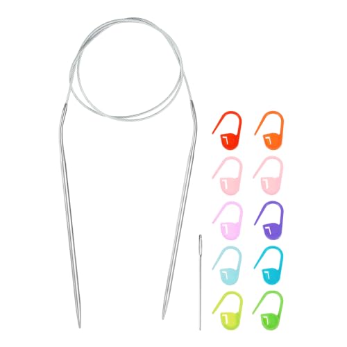 HARFINGTON Knitting Needles Size US 4(3.5mm) Circular Needle 31 Inch(80cm) Round Metal Stainless Steel Needle with Needles for Handmade Projects DIY Knitting - size: Size-US-4-(3.5mm) x 80cm