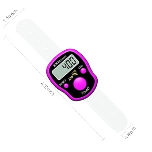 Finger Counter Click Manual Digital clicker, 5pack Stitch Tally Knitting Counters Led Re-settable Digits Pitch Electronic LCD Display finger Number Counter Fr Row, People, Score, Inventory,Crochet - color: purple yellow