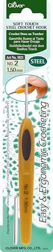 Clover 1021 Soft Touch Steel Crochet Hooks, No. 2/1.50mm - size: 1.50 mm