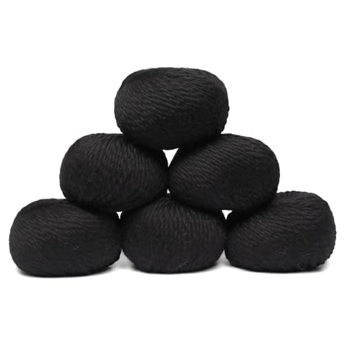 100% Baby Alpaca Yarn 6 Skeins 300g Bulky Weight Knitting Crochet Black | Made in Peru with natural warmth and softness featuring 324yd of premium fiber ideal for scarves shawls sweaters and more - color: Black, size: Bulky - 6 Skeins