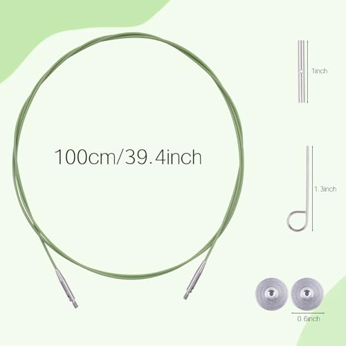 BsHooker Interchangeable Cables for Circular Knitting Needles 39.4 Inch | 360°Swivel Flexible Knitting Needles Cable - size: 39inch