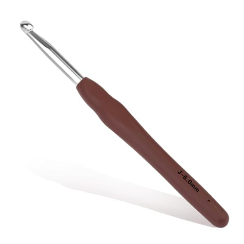 SHWAKK Crochet Hook, 6.0 mm Ergonomic Crochet Hook for Arthritic Hands | Crochet Needles, Knitting Needles with Soft Handle Beginners and Experienced Hobbyists (6.0 mm) - size: 6.0mm