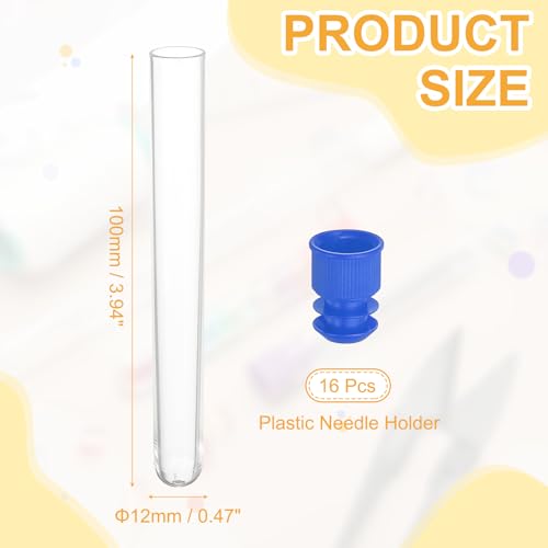 PATIKIL 3.9" Length Plastic Sewing Needle Storage Holder, 16 Pcs Portable Embroidery Needle Clear Pin Toothpick Storage Tubes Case for Craft Knitting, Blue - color: Blue, size: 3.9"