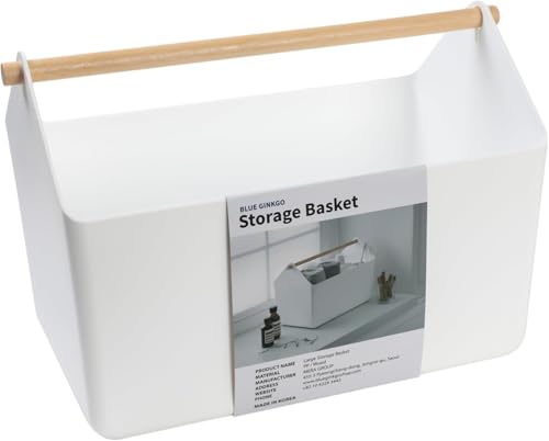 BLUE GINKGO Storage Basket, Large 10.5L, White, Made in Korea | Portable. Spacious Storage Bin. Everyday Organization. - color: IVORY, size: Large