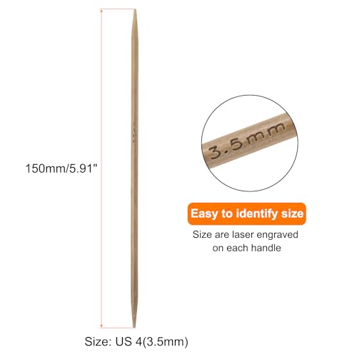 Generic 5Pcs Bamboo Knitting Needles Double Pointed Size US 4(3.5mm) Carbonized 6 Inch(15cm) Straight for Handmade Creative DIY Knitting Craft Yarn Projects