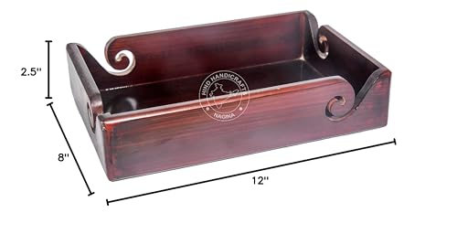 Handmade Wooden Yarn Bowl Tray – 4-Way Yarn Holder for Knitting & Crochet – Tangle-Free Yarn Dispenser & Organizer – Portable & Decorative Craft Accessory – 12"x8"x2.5" – Teak Brown - color: Teak Brown