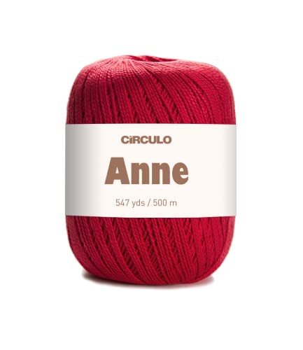 CIRCULO Anne 100% Mercerized Brazilian Cotton Yarn, Fingering, 547 Yds | Color 3581 Pepper, 500 m / 147 g, Smooth, Breathable, Soft, OEKO-TEX Certified, Machine Washable, Crochet, Knitting - color: Red (3581 - Pepper), style: Single
