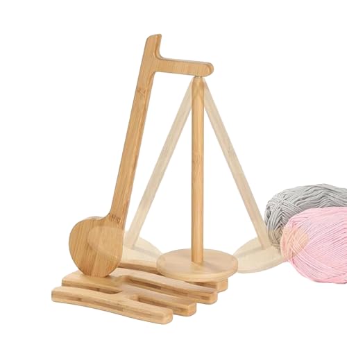 Joyeee Yarn Holder for Crocheting and Knitting, Note Shape Spinning Yarn Minder Hanger for Knitters & Crocheters, Yarn Storage Prevent Tangle-Free, Presents for Crafters, Mothers Day Gift, Natural - color: Light Wooden